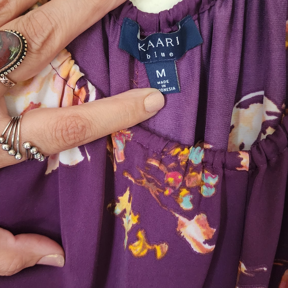 Kaari Blue Vibrant Purple Dress with Floral Accents